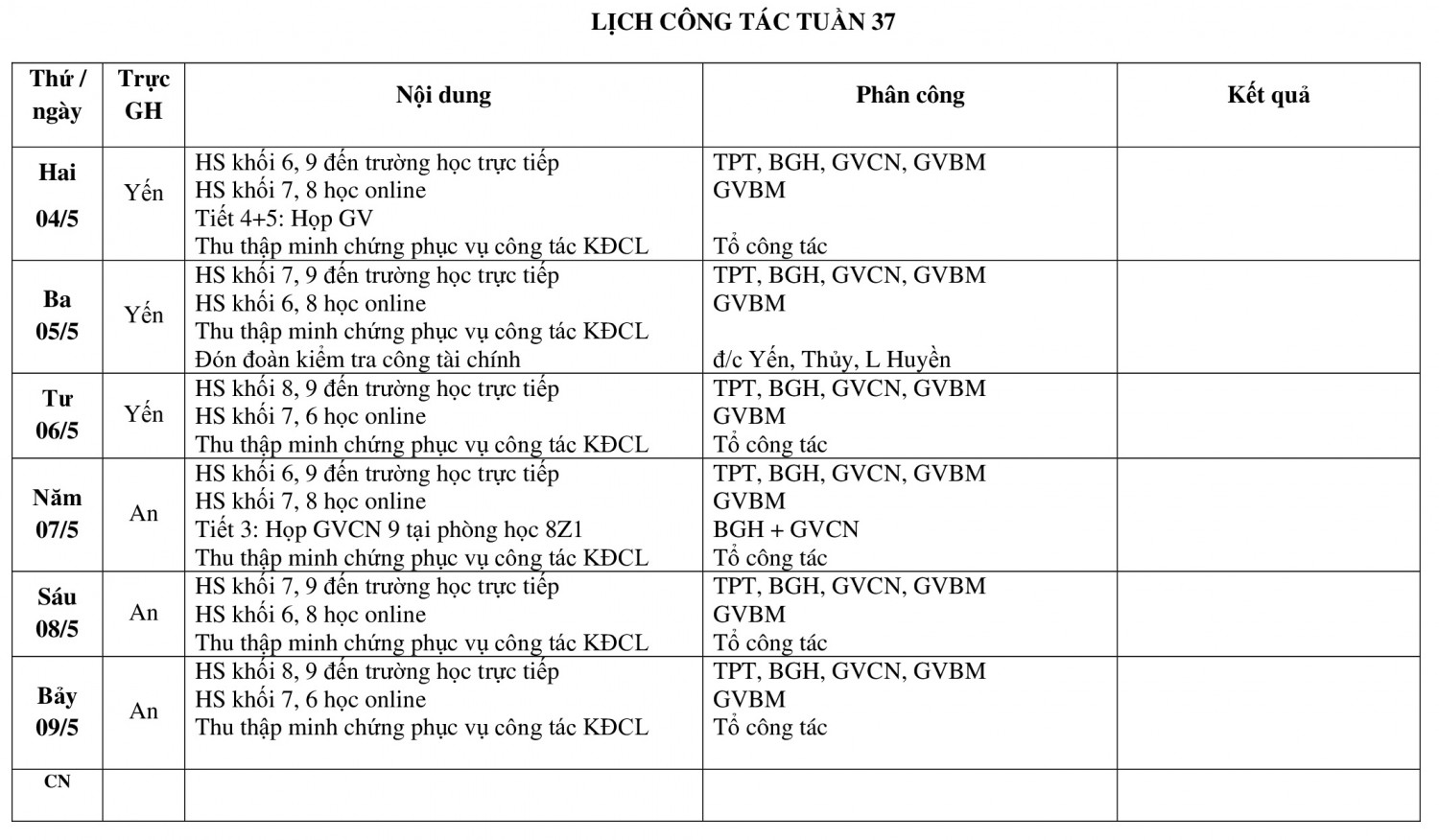 tuần 37 năm học 2019 2020