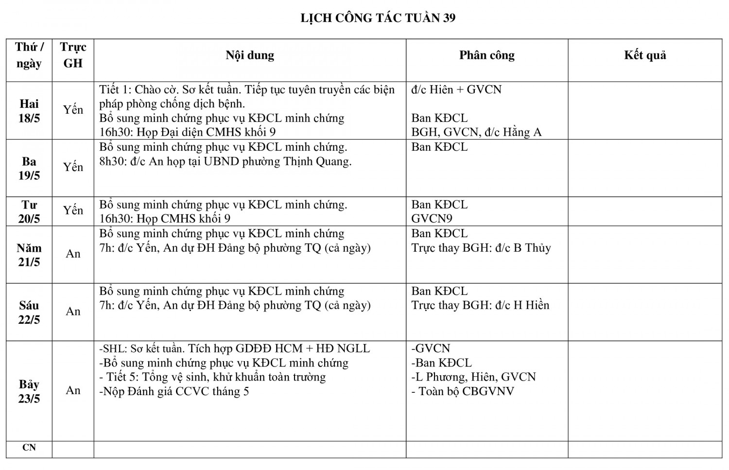 tuần 39 năm học 2019 2020